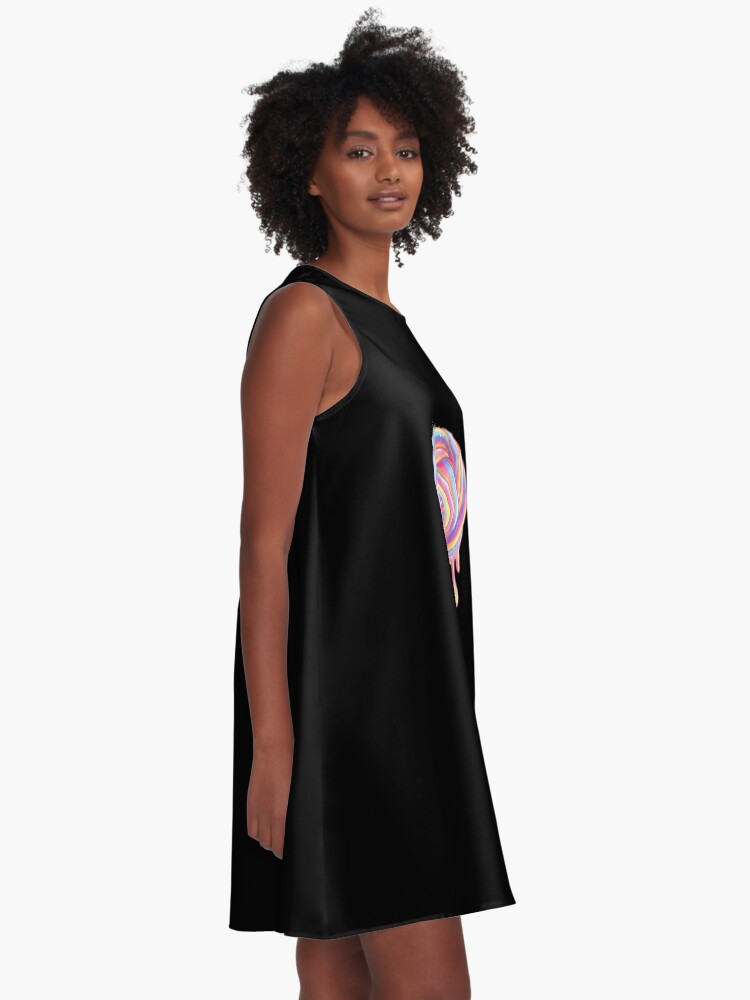 Thumbnail 2 of 4, A-Line Dress, Slime Swirl Drip designed and sold by instadrawvhs.