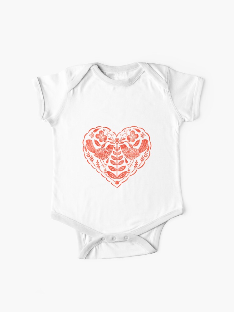 Folk Art Heart Baby One-Piece for Sale by Theodora Gould