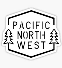 Pegatina PNW Hexágono simple - Árboles blancos