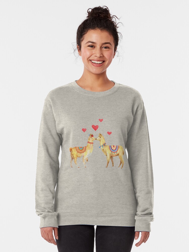 Alternate view of Llamas in llove 1 Pullover Sweatshirt