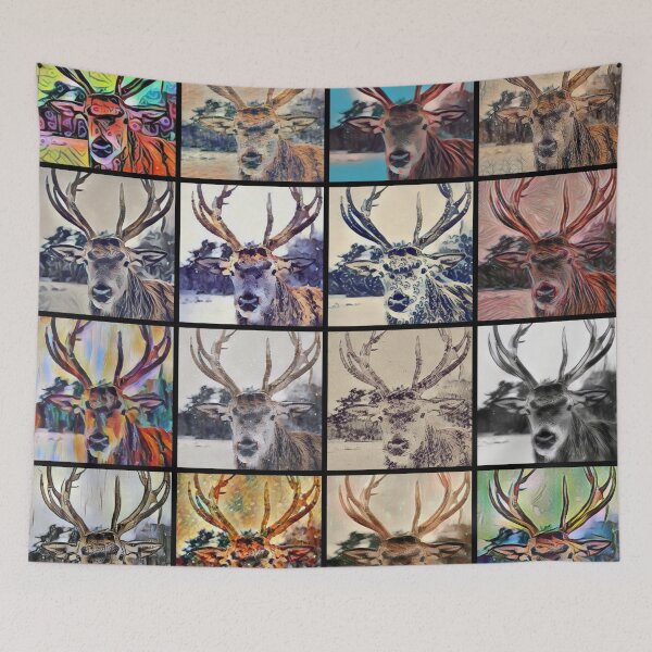 Item preview, Stag Head Pop Art Pattern - Deer Antlers Abstract Design designed and sold by Printpix.