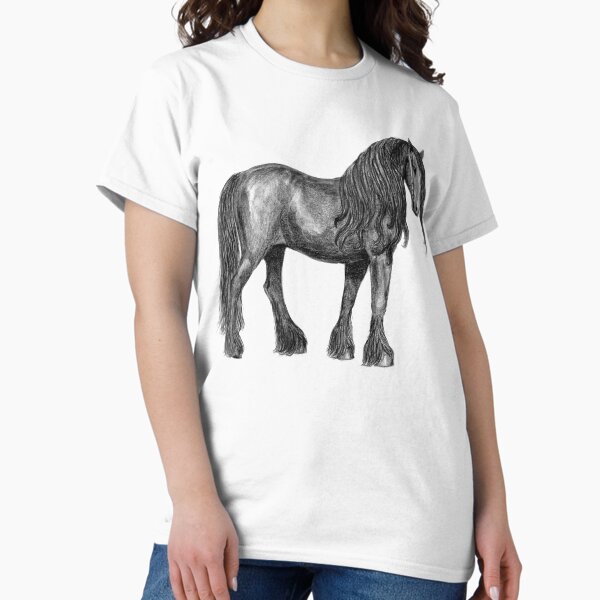 Item preview, Friesian Horse - Friesian Horse Illustration - Horse Art - Horse Shirt - Horse Lover Gift designed and sold by Galvanized.
