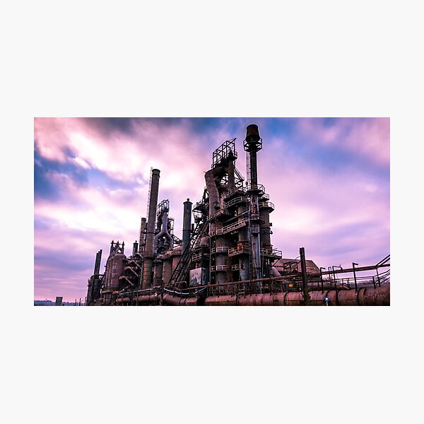 The old Bethlehem Steel factory at dusk in winter Photographic Print