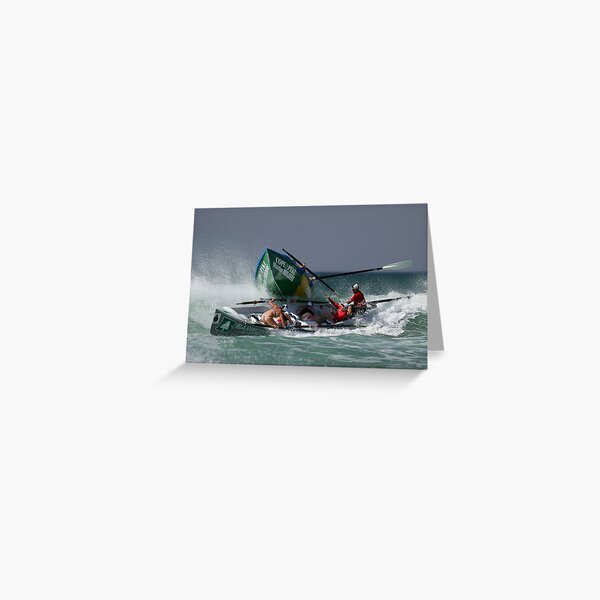 Lorne girls get run over by Rosebud - Surfboats Greeting Card