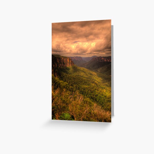 Of Rugged Mountain Ranges - Govetts - Blue Mountains World Heritage Area - The HDR Experience Greeting Card