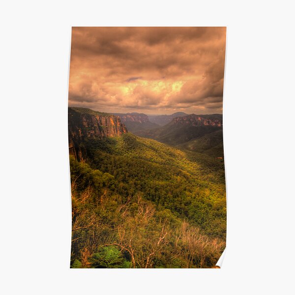 Of Rugged Mountain Ranges - Govetts - Blue Mountains World Heritage Area - The HDR Experience Poster