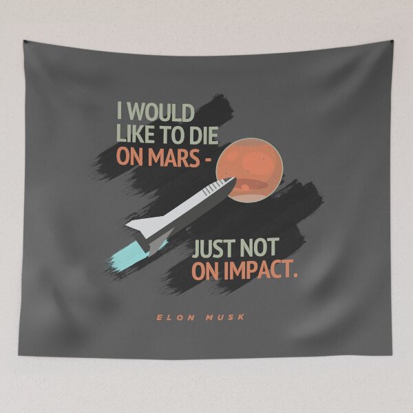 Artikelvorschau, Zitate aus: Elon Musk über das Reisen zu Mars T-Shirt Aufkleber Poster und Geschenke entworfen und verkauft von Miscellaneous Co..