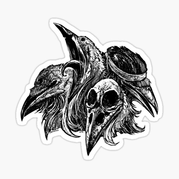 Crows and raven of apocalypse Sticker