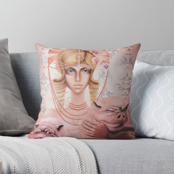 Pigs & Pearls Throw Pillow