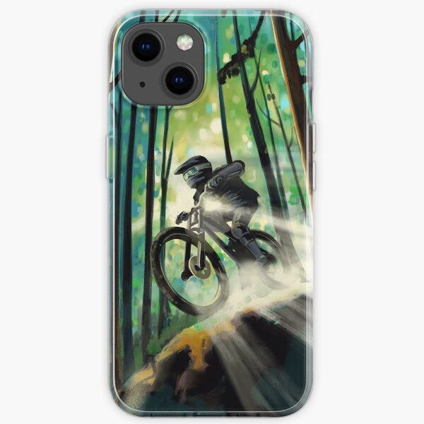 Forest Jump Mountain biker iPhone Soft Case