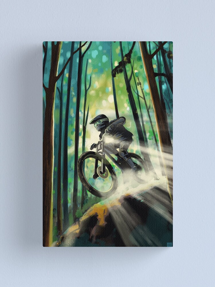 Forest Jump Mountain biker Canvas Print