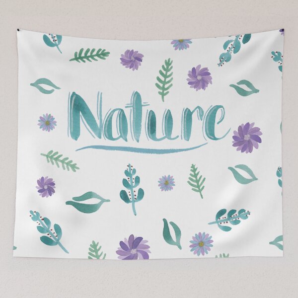 Item preview, Watercolor Brush Lettering - Nature with Leaves and Flowers on White designed and sold by Karen McFarland.