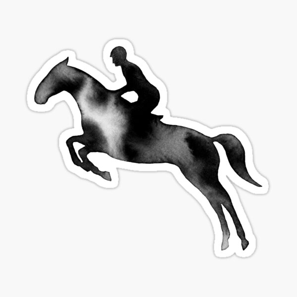 Aperçu de l'œuvre Chevaux de saut d'obstacles aquarelle (noir) créée et vendue par illucalliart.