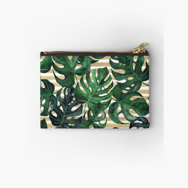 Item preview, Monstera Leaves on Gold Stripes designed and sold by SugarPineDesign.