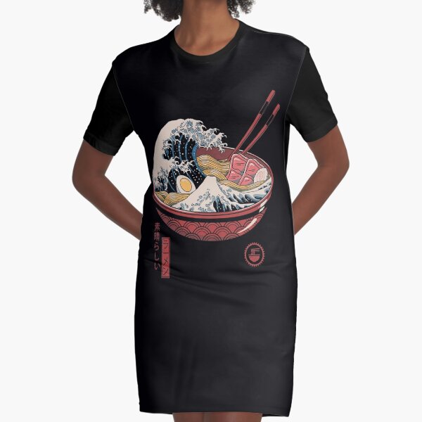 Great Ramen Wave Graphic T-Shirt Dress