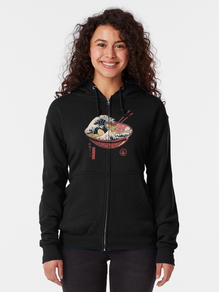 Alternate view of Great Ramen Wave Zipped Hoodie
