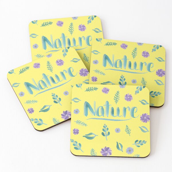 Item preview, Watercolor Brush Lettering - Nature with Leaves and Flowers on Yellow designed and sold by Karen McFarland.