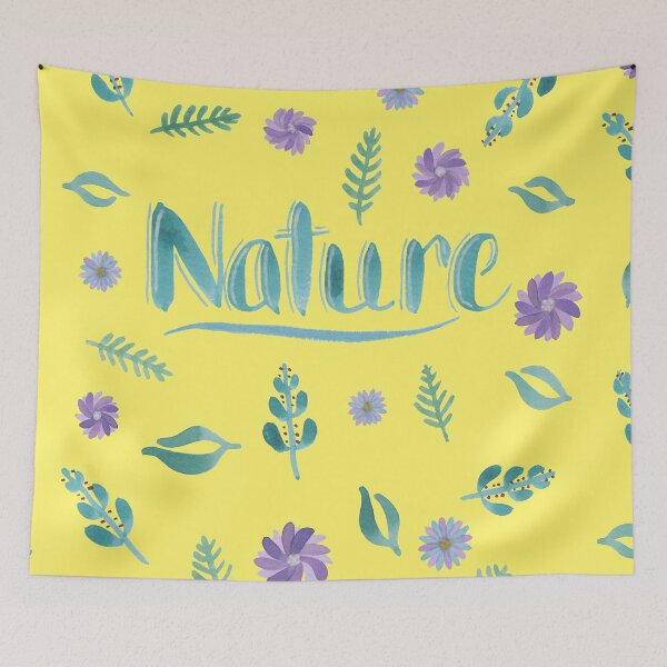 Item preview, Watercolor Brush Lettering - Nature with Leaves and Flowers on Yellow designed and sold by Karen McFarland.