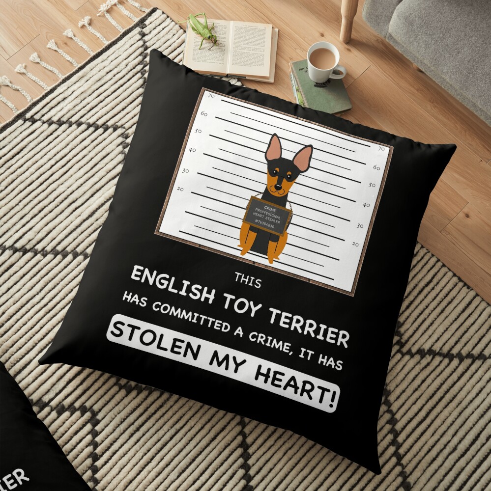 English Toy Terrier Mugshot - Funny English Toy Terrier Gift For Dog Lover Floor Pillow