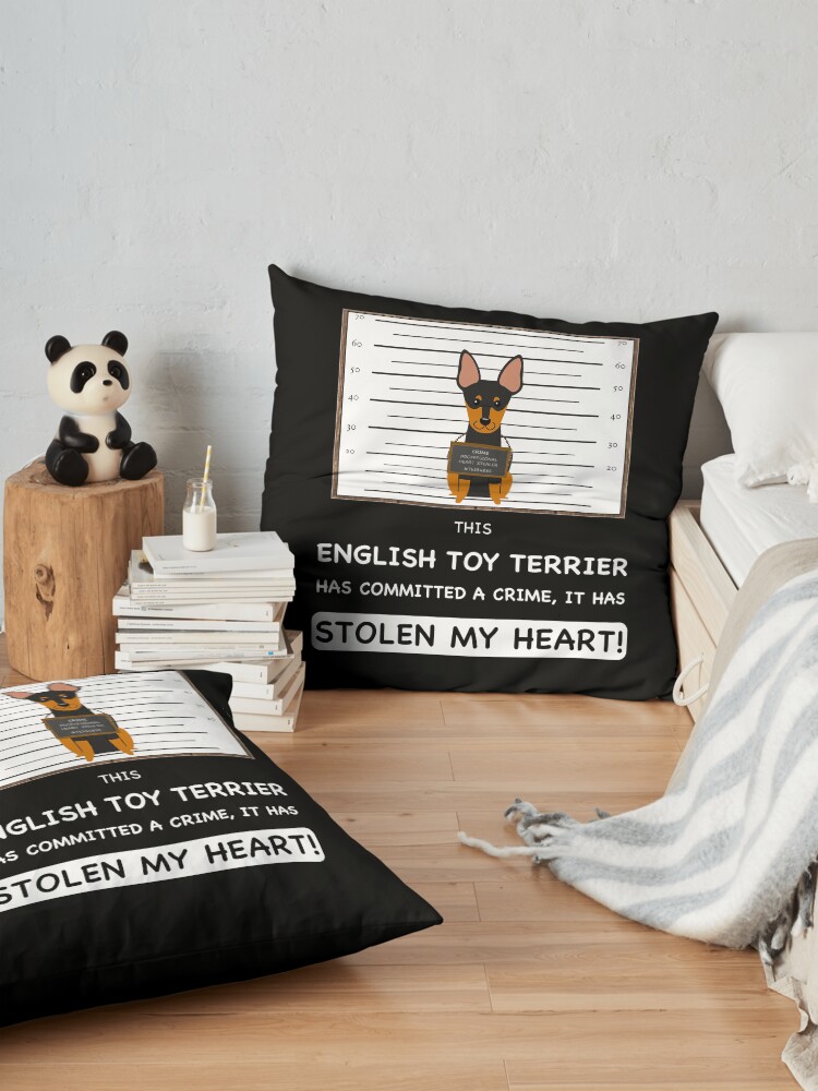 Alternate view of English Toy Terrier Mugshot - Funny English Toy Terrier Gift For Dog Lover Floor Pillow