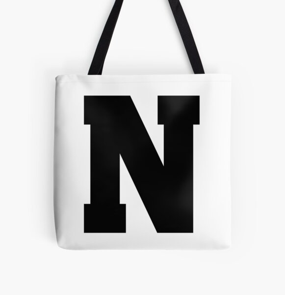 Black Letter N Monogram / Initial Botanical Illustration Tote Bag