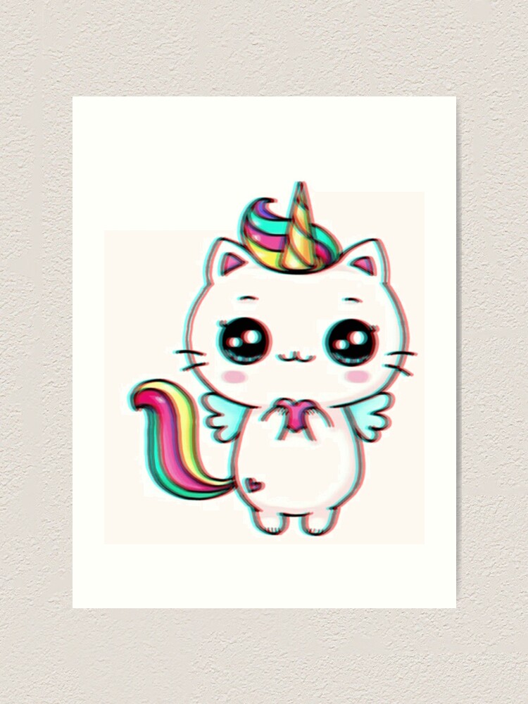 magic kitten unicorn kitty art print by 343g redbubble