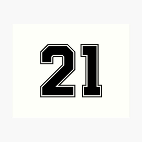 21 American Football Classic Vintage Sport Jersey Number in black number  on white background for american football, baseball or basketball Sticker