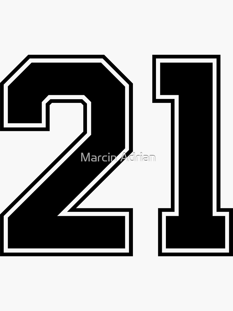 21 American Football Classic Vintage Sport Jersey Number in black number on  white background for american football, baseball or basketball | Sticker