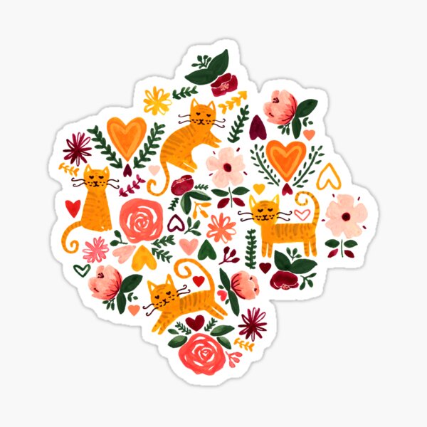 Gouache Valentine Cats Sticker