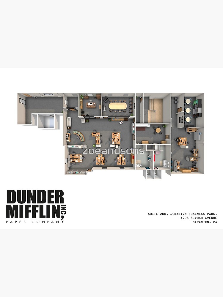 Dunder Mifflin Floor Plan Art Board Print for Sale by zoeandsons