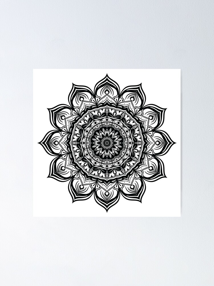 Mandala Hand Tattoo Design with Blue and White Flower