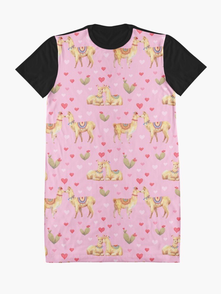 Alternate view of Llamas in llove 2 Graphic T-Shirt Dress