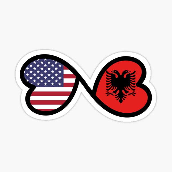 Gift Sticker : Albania Flag USA American Chest Albanian Expat Country