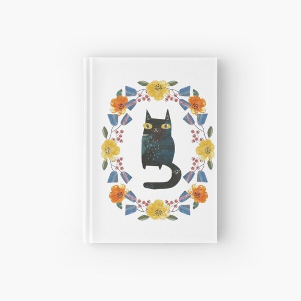 Cat and flowers Hardcover Journal