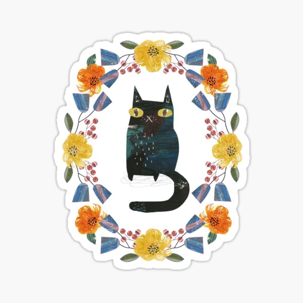 Cat and flowers Sticker