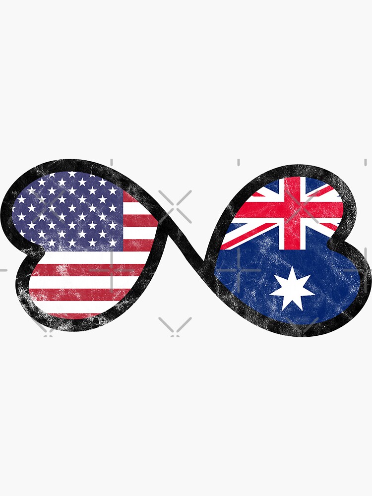 Australian American Infinity Hearts Flags Australia Usa Sticker For Sale By Celticana Redbubble