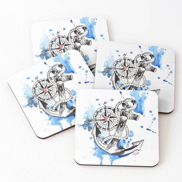 Item preview, Nautical Anchor and Compass designed and sold by MenagerieMayhem.