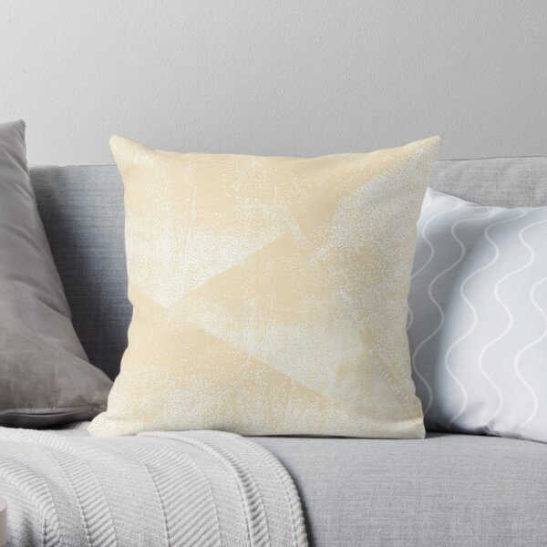 Neutral Soft Yellow and White Geometric Ink Texture Throw Pillow