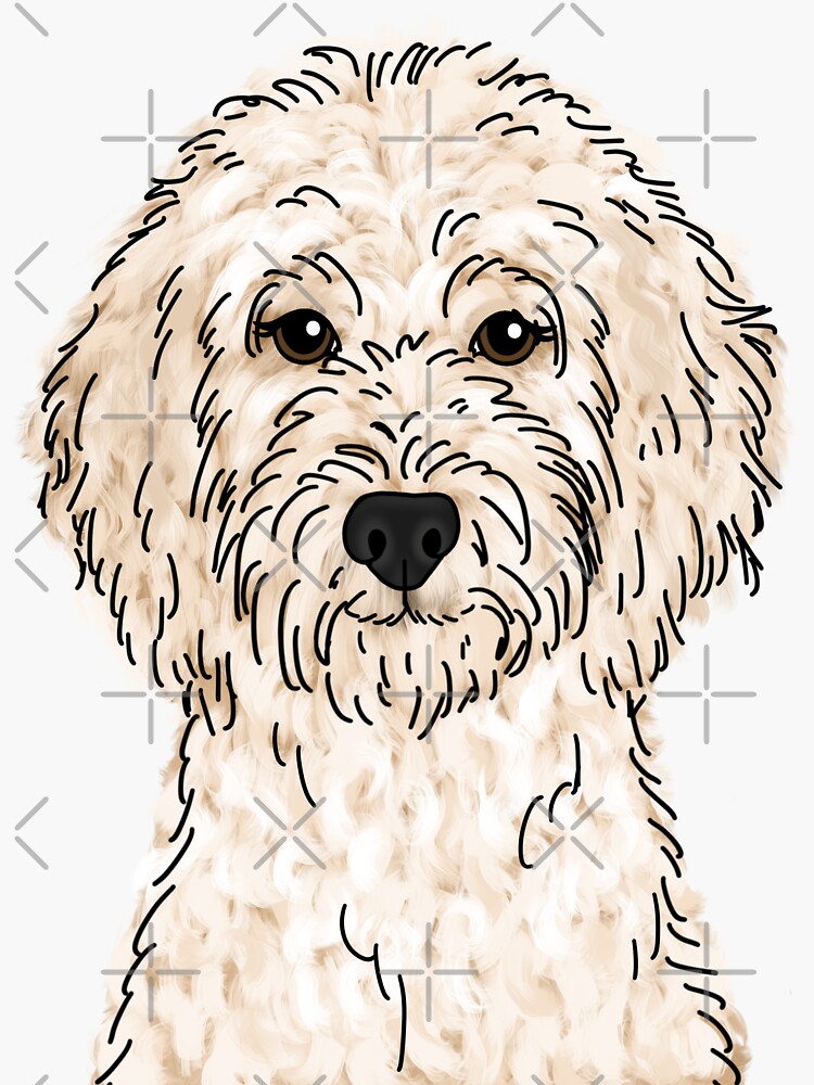 Thumbnail 3 of 3, Sticker, Cream Goldendoodle designed and sold by ktscanvases.
