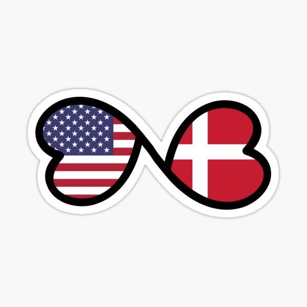 Item preview, Danish American Infinity Hearts Flags, Denmark, USA designed and sold by Celticana.
