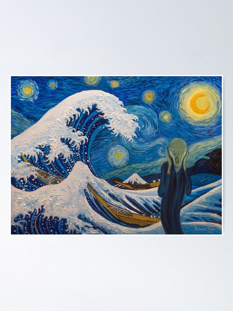 Aperçu 1 sur 3. Poster avec l'œuvre Hokusai, munch ou van gogh? créée et vendue par briochina.
