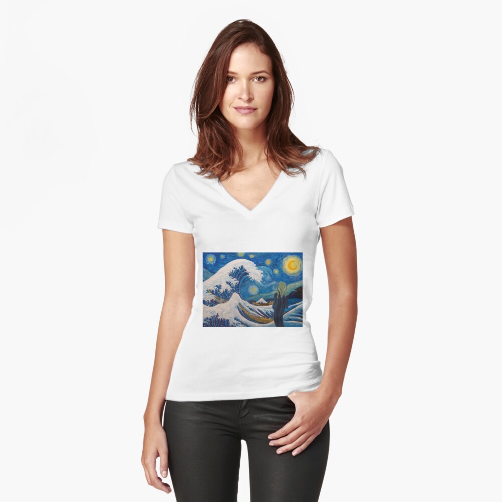 Aperçu de l'œuvre T-shirt moulant col V créée et vendue par briochina.