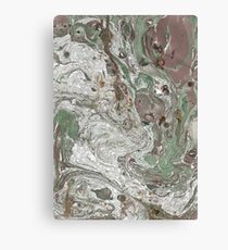 Liquid White, and gold, brown and Green Canvas Print