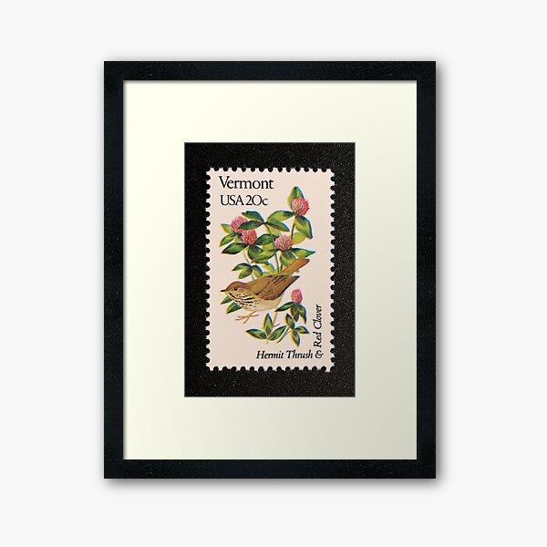 1982 20c Vermont State Bird & Flower Postage Stamp Framed Art Print