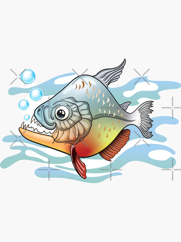 piranha fish drawing comic symbol illustration fun' Sticker