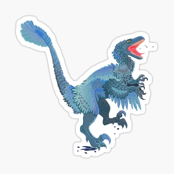 Blue Feathered Raptor Sticker