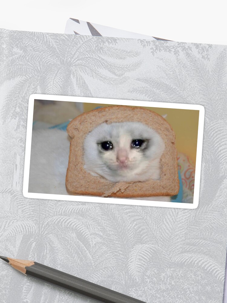 Sad Bread Head Cat Sticker By Andra20011 Redbubble