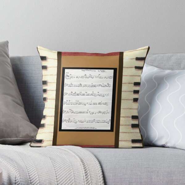 Piano keys with sheet music by Kristie Hubler Throw Pillow