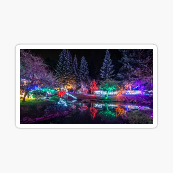 Christmas Lights at Mayne Island's Japanese Gardens Sticker