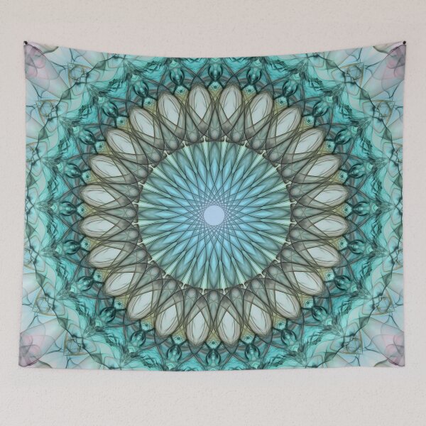 Item preview, Pretty delicate mandala in light blue and brown tones designed and sold by JBlaminsky.